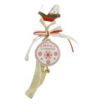 Ornament de brad medalion, Embo, alb, lemn, 25 cm - imagine 4