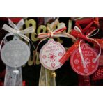 Ornament de brad medalion, Embo, alb, lemn, 25 cm - imagine 6