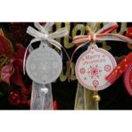 Ornament de brad medalion, Embo, alb, lemn, 25 cm - imagine 8