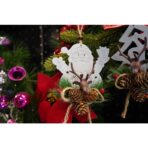 Ornament de brad Mos Craciun cu cerb, Embo, multicolor, lemn, 18 cm - imagine 3
