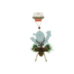 Ornament de brad Mos Craciun cu cerb, Embo, multicolor, lemn, 18 cm