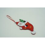 Ornament de brad Mos Craciun in caciula, Embo, rosu, lemn, 14 cm - imagine 3