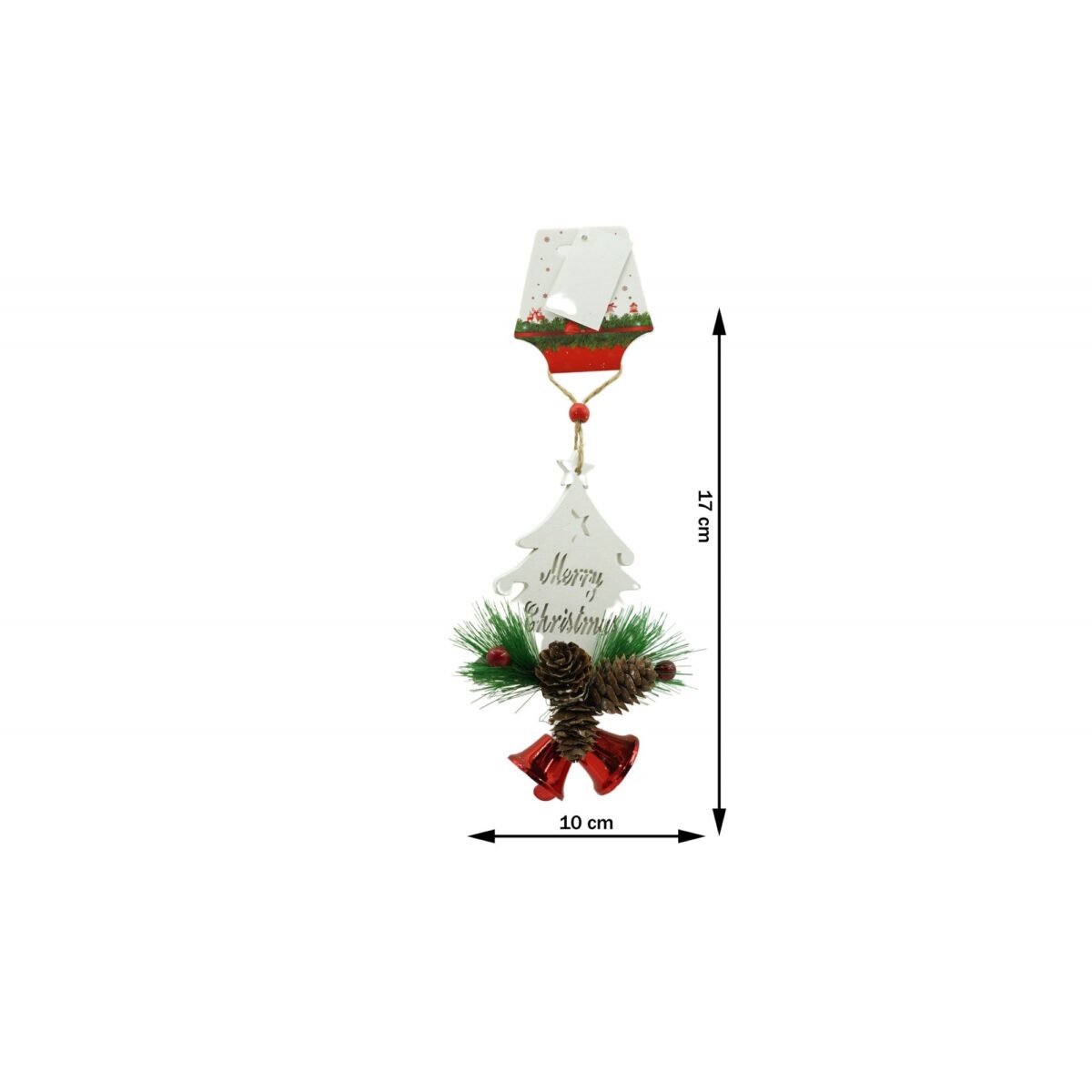 Ornament de brad pom de craciun, Embo, alb, lemn, 17 cm - imagine 2