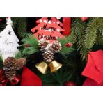 Ornament de brad pom de craciun, Embo, alb, lemn, 17 cm - imagine 5