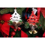 Ornament de brad pom de craciun, Embo, alb, lemn, 17 cm - imagine 6
