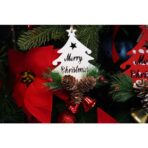 Ornament de brad pom de craciun, Embo, alb, lemn, 17 cm - imagine 7