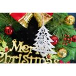Ornament de brad pom de craciun, Embo, alb, metal, 20 cm - imagine 3