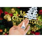 Ornament de brad pom de craciun, Embo, alb, metal, 20 cm - imagine 4