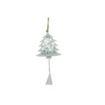 Ornament de brad pom de craciun, Embo, alb, metal, 20 cm