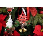 Ornament de brad pom de craciun, Embo, rosu, lemn, 17 cm - imagine 4