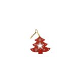 Ornament de brad pom de craciun, Embo, rosu, lemn, 7.5 cm