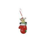 Ornament de brad ren in manusa, Embo, rosu, lemn, 14 cm