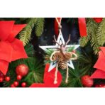 Ornament de brad stea cu cerb, Embo, multicolor, lemn, 15 cm - imagine 3