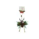 Ornament de brad stea cu cerb, Embo, multicolor, lemn, 15 cm