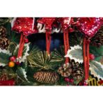 Ornament de brad stea cu paiete, Embo, rosu, lemn, 25 cm - imagine 6