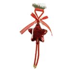 Ornament de brad stea cu paiete, Embo, rosu, lemn, 25 cm