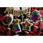 Ornament de brad stea din paiete, Embo, multicolor, lemn, 18 cm - imagine 5