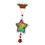 Ornament de brad stea din paiete, Embo, multicolor, lemn, 18 cm