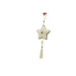 Ornament de brad stea, Embo, alb, lemn/textil, 25 cm