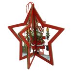 Ornament de brad stea, Embo, multicolor, lemn, 10.5x9.5 cm - imagine 2