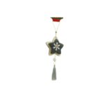 Ornament de brad stea, Embo, negru, lemn/textil, 25 cm