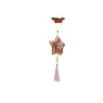 Ornament de brad stea, Embo, roz, lemn/textil, 25 cm