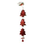 Ornament de brad trei brazi cu paiete, Embo, rosu, lemn, 36 cm - imagine 5
