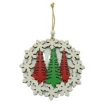 Ornament de brad trei brazi, Embo, multicolor, lemn, 12 cm