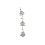 Ornament de brad trei pomi de craciun, Embo, alb, metal, 30 cm