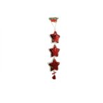 Ornament de brad trei stele cu paiete, Embo, rosu, lemn, 36 cm - imagine 6