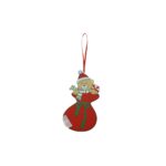 Ornament de brad ursulet, Embo, rosu, lemn, 14 cm