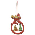 Ornament de brad ursuleti, Embo, multicolor, lemn, 10 cm