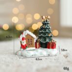 Ornament de Craciun din Rasina pentru Decor, Embo, Model Casuta cu Brad, Decoratiune de Birou pentru Craciun, 6.5 x 6.5 x 4 cm, Rosu Verde - imagine 2