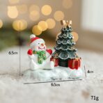 Ornament de Craciun din Rasina pentru Decor, Embo, Model Om de Zapada cu Brad, Decoratiune de Birou pentru Craciun, 6.5 x 6.5 x 4 cm, Alb Verde - imagine 2