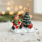Ornament de Craciun din Rasina pentru Decor, Embo, Model Ren cu Brad, Decoratiune de Birou pentru Craciun, 6.5 x 6.5 x 4 cm, Rosu Verde - imagine 2