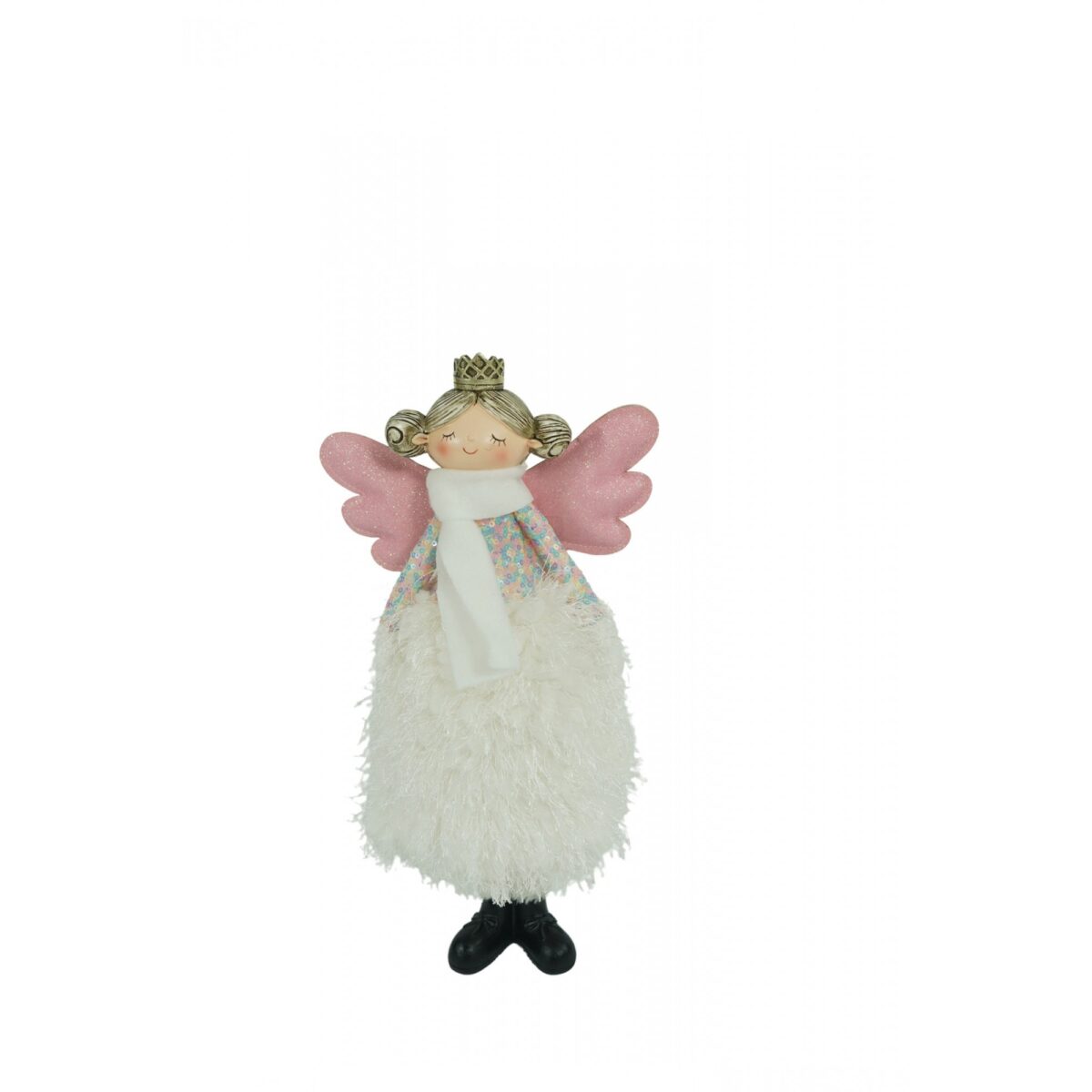 Ornament de Craciun ingeras, Embo, alb, textil, 37 cm - imagine 2