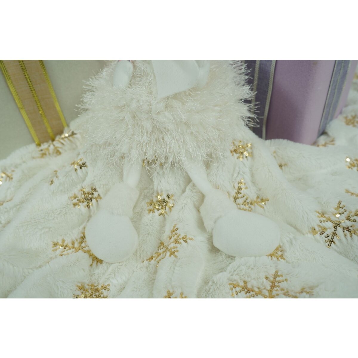 Ornament de Craciun ingeras, Embo, alb, textil, 37 cm - imagine 12