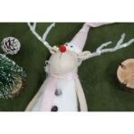 Ornament de Craciun ren cu picioare telescopice, Embo, roz/alb, textil, 72 cm - imagine 5