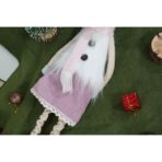 Ornament de Craciun ren cu picioare telescopice, Embo, roz/alb, textil, 72 cm - imagine 7