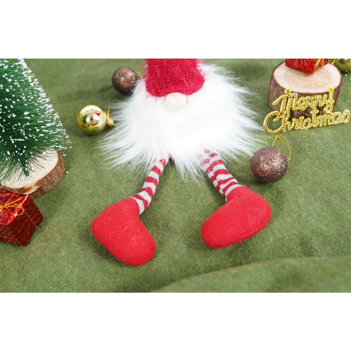 Ornament de Craciun spiridus, Embo, alb/rosu, textil, 52 cm - imagine 5