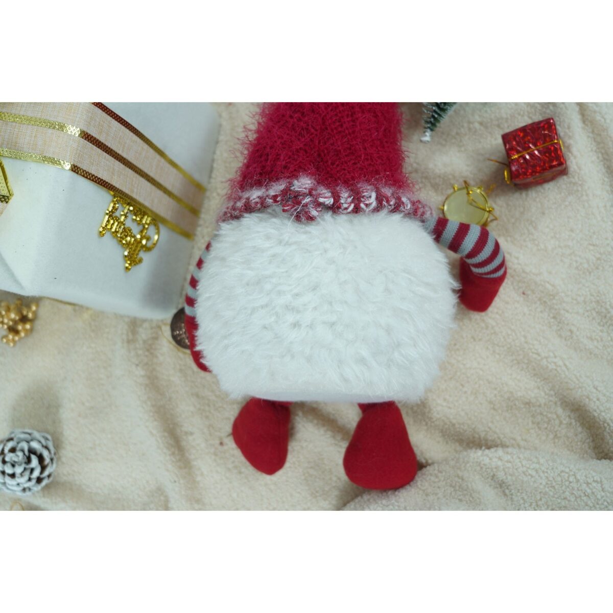 Ornament de Craciun spiridus, Embo, gri/alb, textil, 58 cm - imagine 9