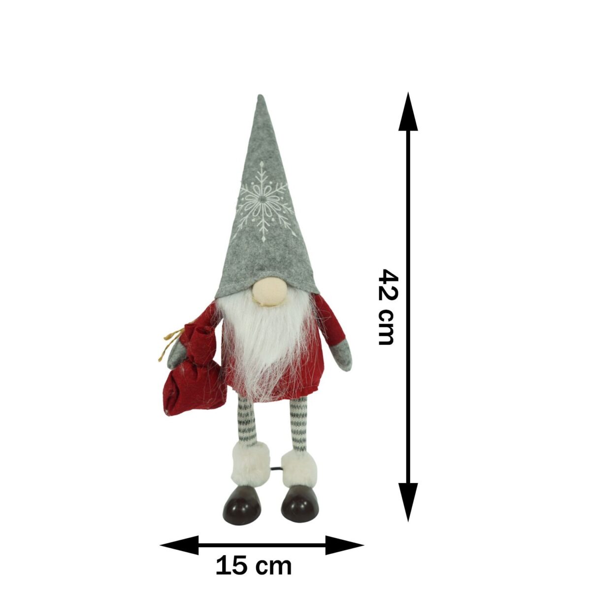 Ornament de Craciun spiridus, Embo, rosu/alb, textil, 42 cm - imagine 13