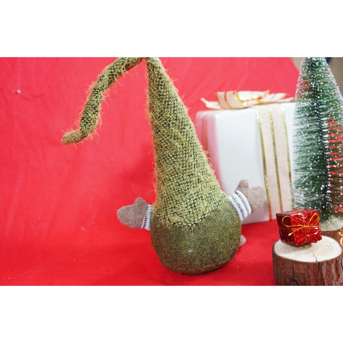 Ornament de Craciun spiridus, Embo, verde/maro, textil, 56 cm - imagine 11