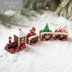 Ornament Decoratiune de Craciun Tren Pictat, Embo, Tip Ornament Jucarie de Decor pentru Craciun, din Lemn 20 cm, Tren Figurina de Craciun, Maro inchis - imagine 2