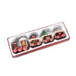 Ornament Decoratiune de Craciun Tren Pictat, Embo, Tip Ornament Jucarie de Decor pentru Craciun, din Lemn 20 cm, Tren Figurina de Craciun, Maro inchis - imagine 3