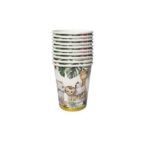 Pahare Cartonate pentru Petreceri, Embo, Set 10 Pahare Cartonate pentru Zile de Nastere, Model Safari cu animale, 230 ml, 8.6 x 7.5 cm, Multicolor