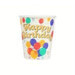 Pahare Cartonate pentru Petreceri, Embo, Set 10 Pahare Cartonate pentru Zile de Nastere si Aniversari, Model HAPPY BIRTHDAY, 230 ml, 8.6 x 7.5 cm, Multicolor