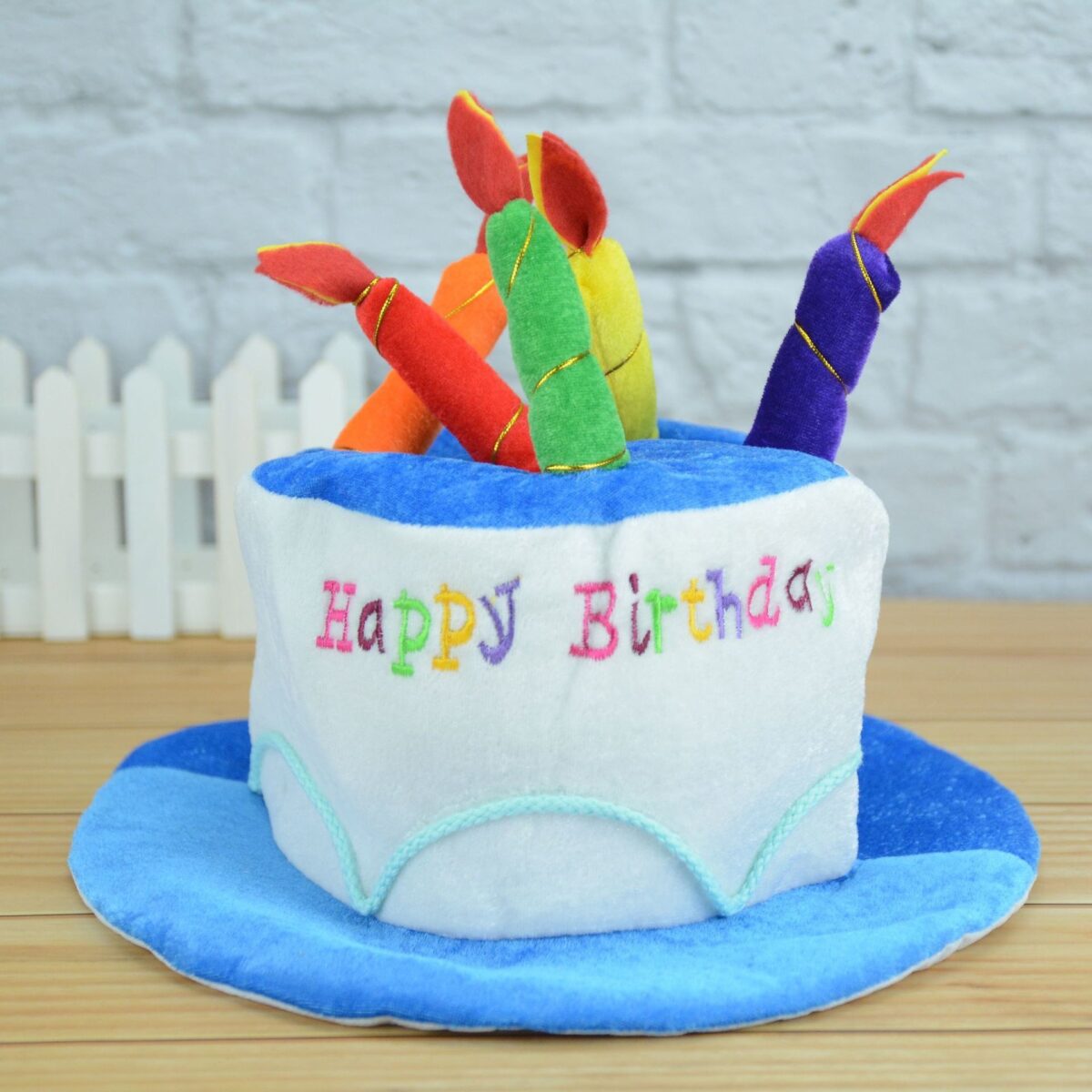 Palarie Happy Birthday, Embo, Accesoriu pentru Petrecere, Model Tort, Tematica Aniversare, 60x60x55 cm, Albastru - imagine 3