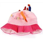 Palarie Happy Birthday, Embo, Accesoriu pentru Petrecere, Model Tort, Tematica Aniversare, 60x60x55 cm, Roz - imagine 3
