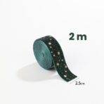 Panglica Decorativa de Craciun, Embo, Panglica din Panza cu aspec de Catifea, Funda Ornament, Model cu Stele Aurii, Decor pentru Brad de Craciun, 200 x 2.5 cm, Verde - imagine 2